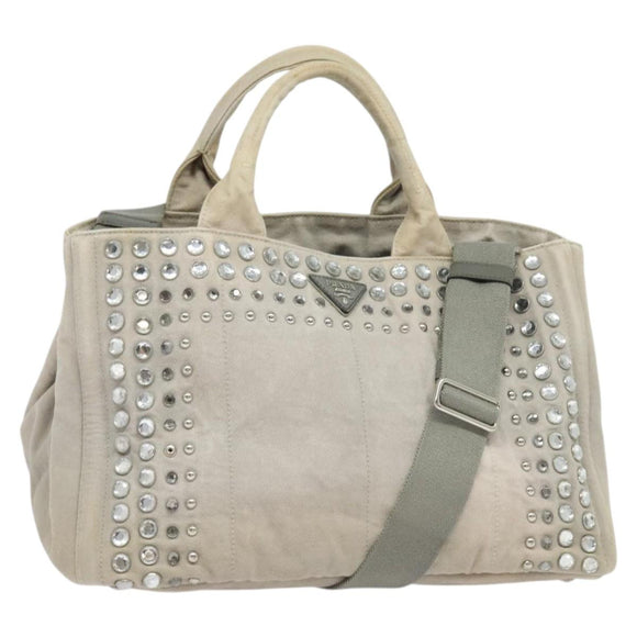 PRADA Bijoux Kanapa MM Tote Bag Canvas 2way Gray Auth 140797