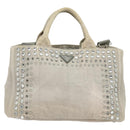 PRADA Bijoux Kanapa MM Tote Bag Canvas 2way Gray Auth 140797-13