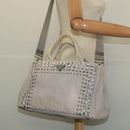 PRADA Bijoux Kanapa MM Tote Bag Canvas 2way Gray Auth 140797-25