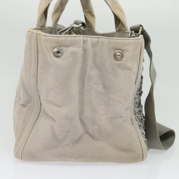 PRADA Bijoux Kanapa MM Tote Bag Canvas 2way Gray Auth 140797