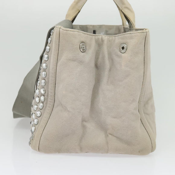 PRADA Bijoux Kanapa MM Tote Bag Canvas 2way Gray Auth 140797