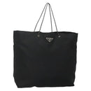 PRADA Tote Bag Nylon Black Silver Auth 140799-1