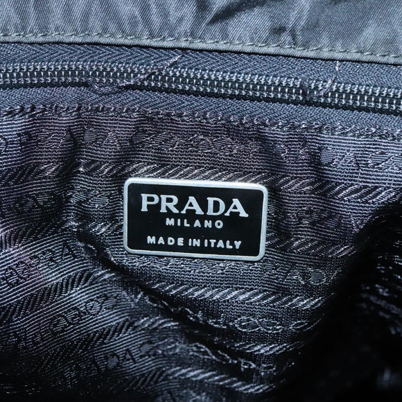 PRADA Tote Bag Nylon Black Silver Auth 140799