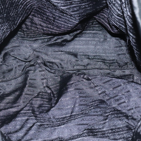 PRADA Tote Bag Nylon Black Silver Auth 140799