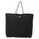PRADA Tote Bag Nylon Black Silver Auth 140799-13