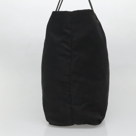 PRADA Tote Bag Nylon Black Silver Auth 140799
