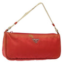 PRADA Accessory Pouch Nylon Red Silver Auth 140805-1