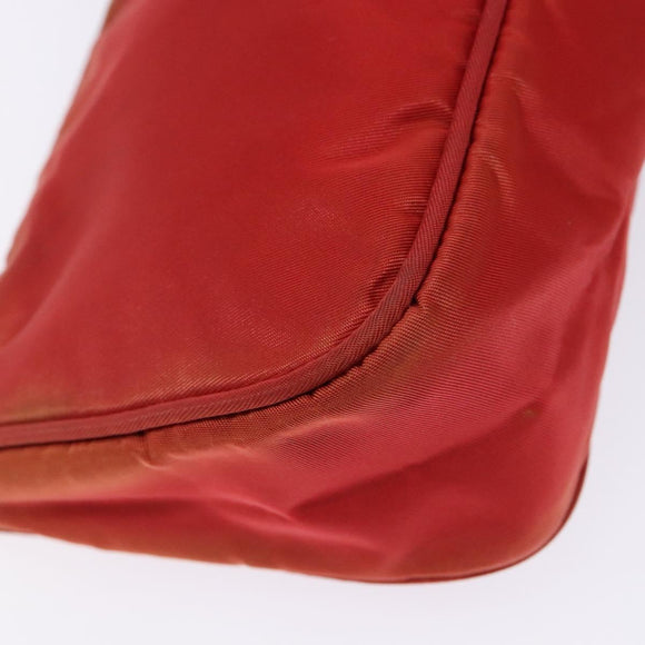 PRADA Accessory Pouch Nylon Red Silver Auth 140805