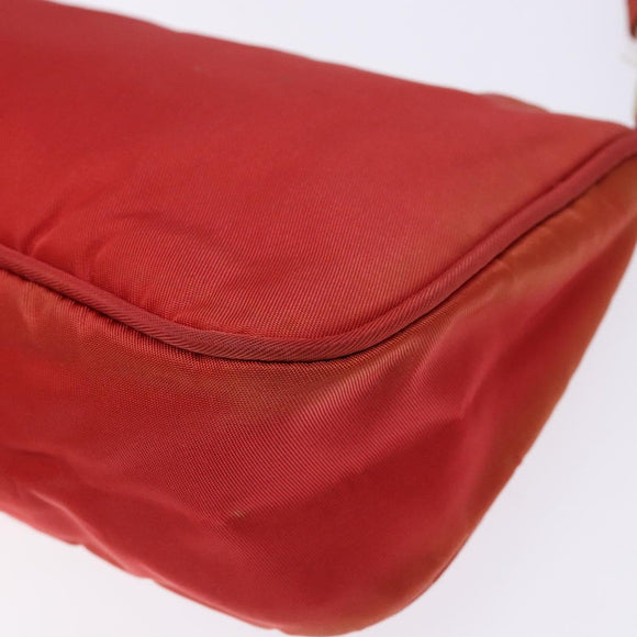 PRADA Accessory Pouch Nylon Red Silver Auth 140805