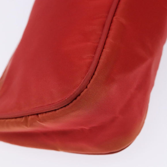 PRADA Accessory Pouch Nylon Red Silver Auth 140805