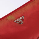 PRADA Accessory Pouch Nylon Red Silver Auth 140805-14