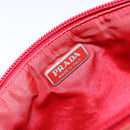 PRADA Accessory Pouch Nylon Red Silver Auth 140805-16