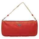 PRADA Accessory Pouch Nylon Red Silver Auth 140805-13