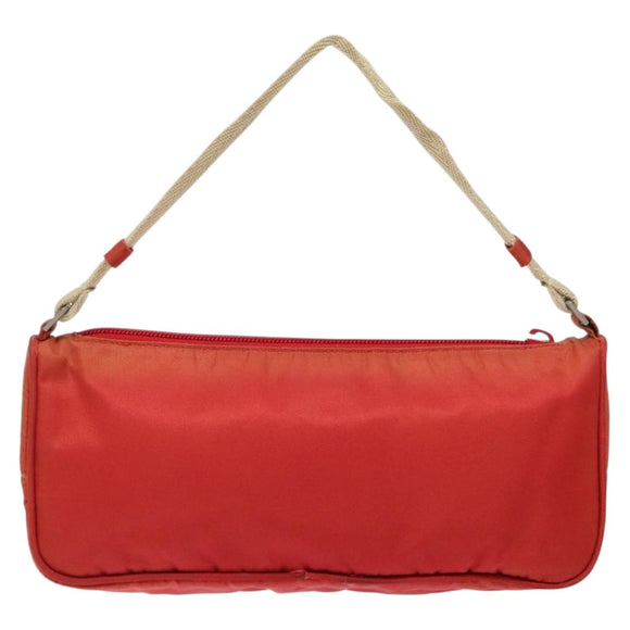 PRADA Accessory Pouch Nylon Red Silver Auth 140805