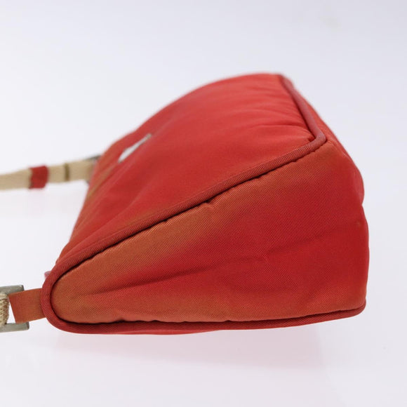 PRADA Accessory Pouch Nylon Red Silver Auth 140805