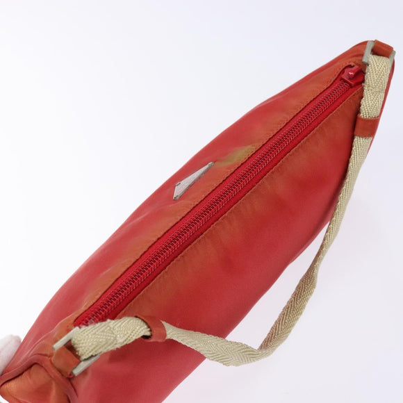 PRADA Accessory Pouch Nylon Red Silver Auth 140805
