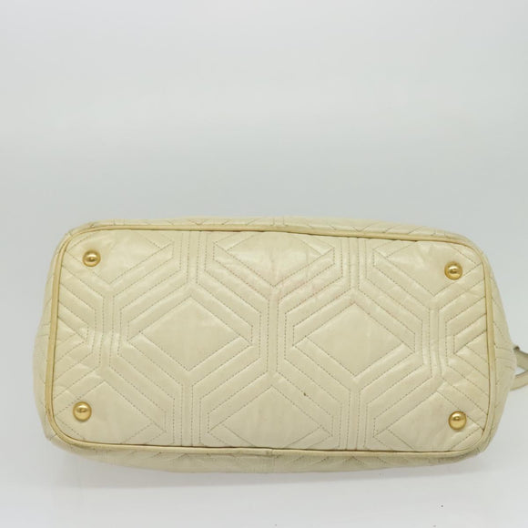 Miu Miu Hand Bag Leather 2way Ivory Gold Auth 140806