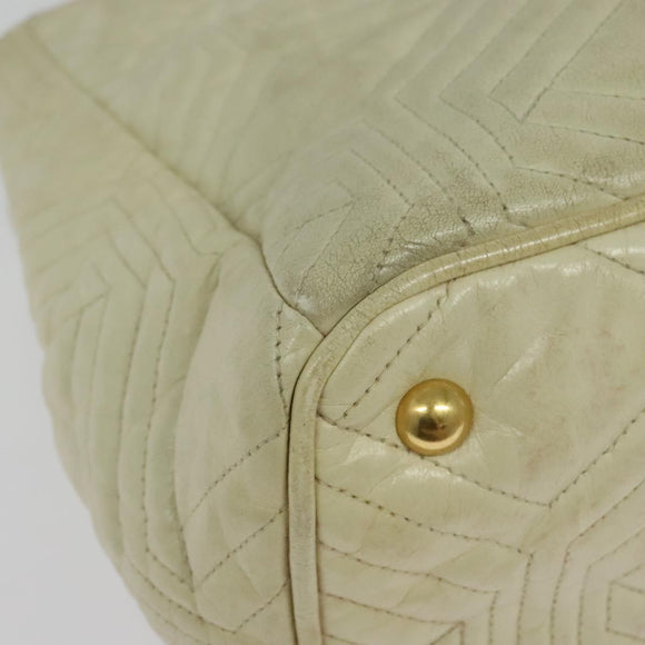 Miu Miu Hand Bag Leather 2way Ivory Gold Auth 140806