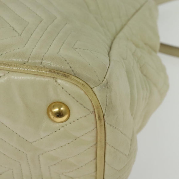 Miu Miu Hand Bag Leather 2way Ivory Gold Auth 140806