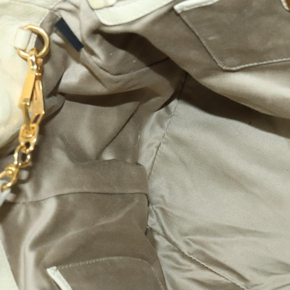 Miu Miu Hand Bag Leather 2way Ivory Gold Auth 140806