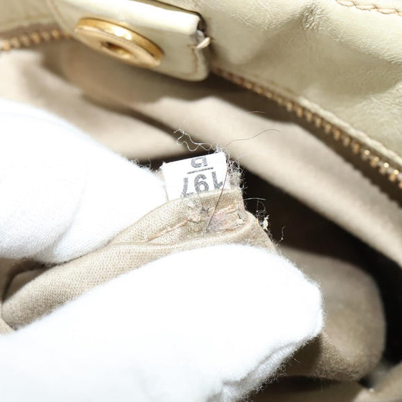 Miu Miu Hand Bag Leather 2way Ivory Gold Auth 140806