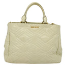 Miu Miu Hand Bag Leather 2way Ivory Gold Auth 140806-13