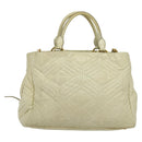Miu Miu Hand Bag Leather 2way Ivory Gold Auth 140806-2