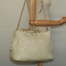 Miu Miu Hand Bag Leather 2way Ivory Gold Auth 140806-23