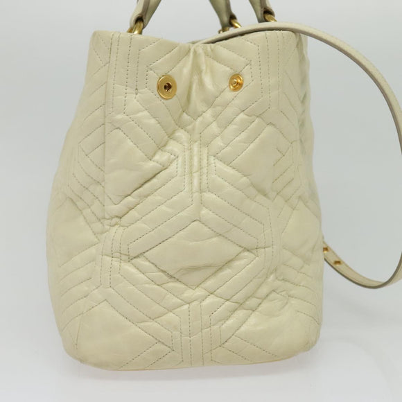 Miu Miu Hand Bag Leather 2way Ivory Gold Auth 140806