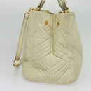 Miu Miu Hand Bag Leather 2way Ivory Gold Auth 140806-4