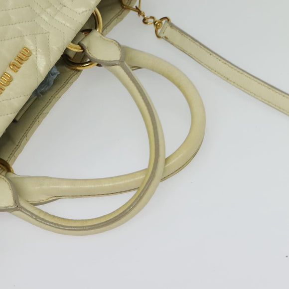Miu Miu Hand Bag Leather 2way Ivory Gold Auth 140806