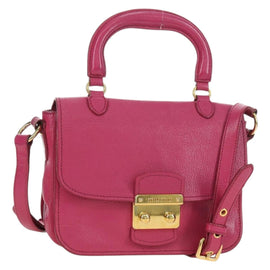Miu Miu Hand Bag Leather 2way Pink Gold Auth 140807V