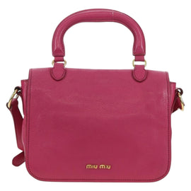 Miu Miu Hand Bag Leather 2way Pink Gold Auth 140807V - 0