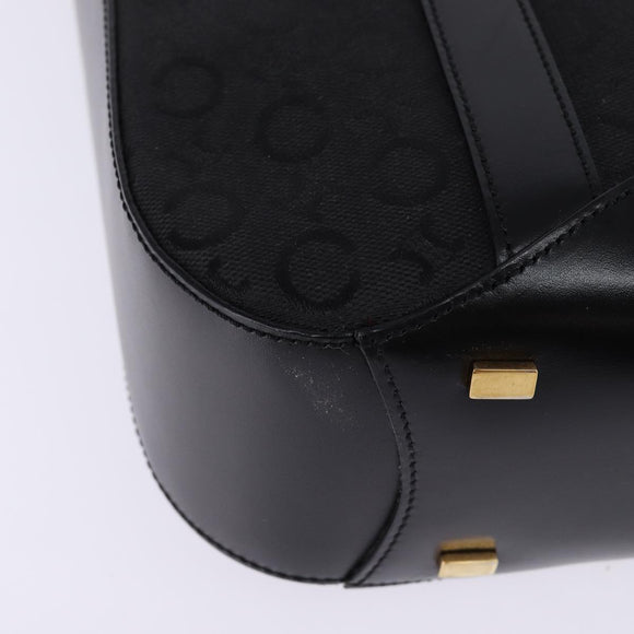 CELINE C Macadam Canvas Tote Bag Black Gold Auth 140814