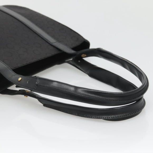 CELINE C Macadam Canvas Tote Bag Black Gold Auth 140814