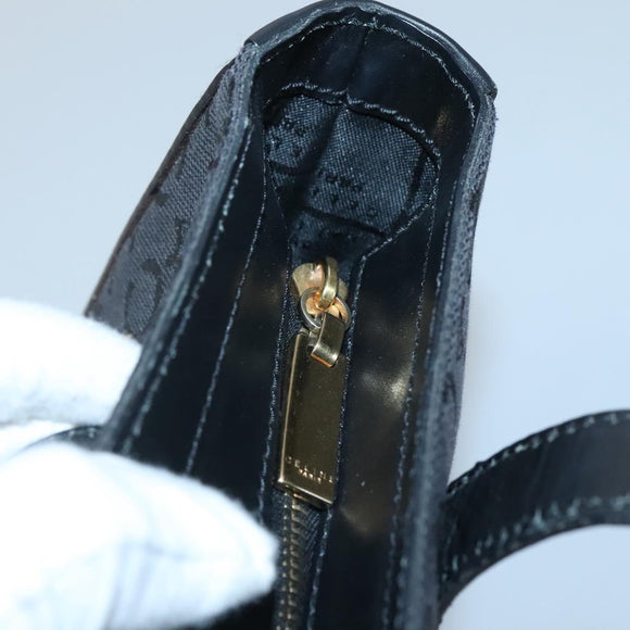 CELINE C Macadam Canvas Tote Bag Black Gold Auth 140814