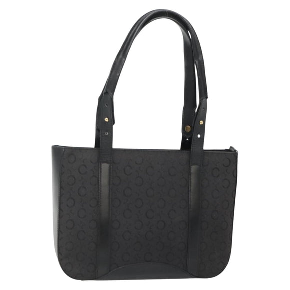 CELINE C Macadam Canvas Tote Bag Black Gold Auth 140814