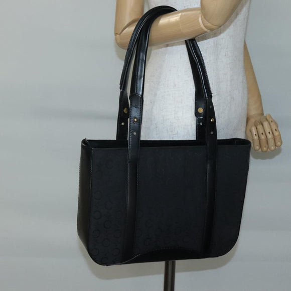 CELINE C Macadam Canvas Tote Bag Black Gold Auth 140814