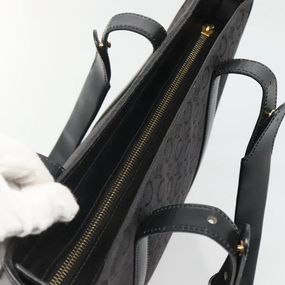 CELINE C Macadam Canvas Tote Bag Black Gold Auth 140814