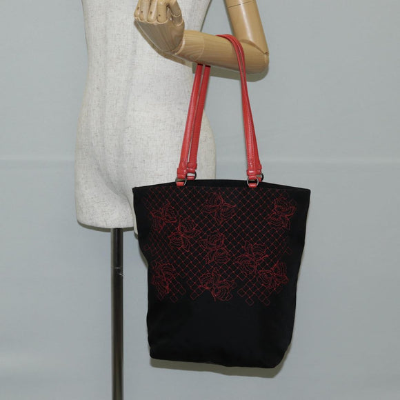 BOTTEGA VENETA Tote Bag Nylon Black Red Auth 140820V