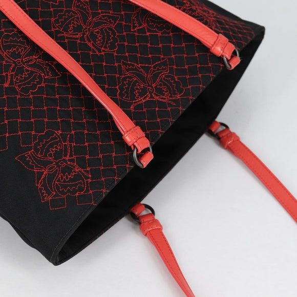 BOTTEGA VENETA Tote Bag Nylon Black Red Auth 140820V