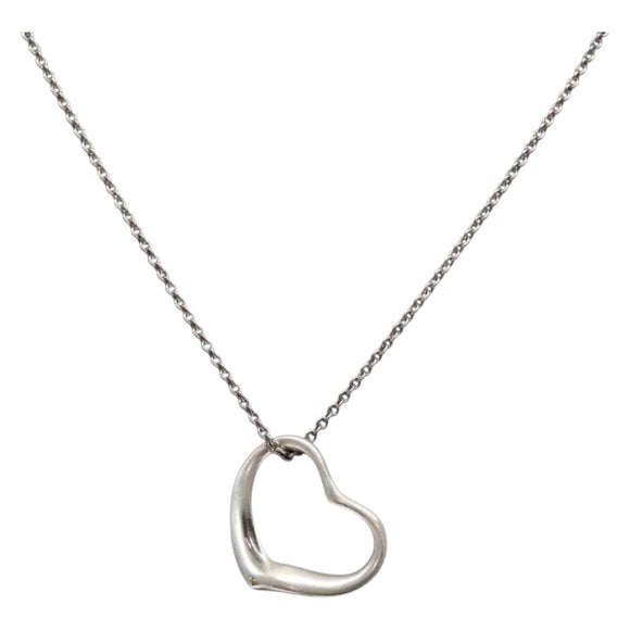 TIFFANY&Co. Open Heart Necklace Ag925 Silver Auth 140822