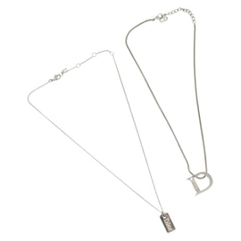 Christian Dior Necklace metal 2Set Silver Auth 140824