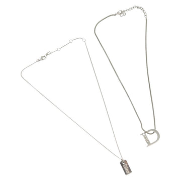 Christian Dior Necklace metal 2Set Silver Auth 140824