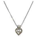 Christian Dior Heart Logo Necklace metal Silver Auth 140826-1