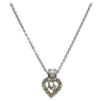 Christian Dior Heart Logo Necklace metal Silver Auth 140826