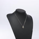 Christian Dior Heart Logo Necklace metal Silver Auth 140826-14