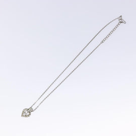 Christian Dior Heart Logo Necklace metal Silver Auth 140826 - 0