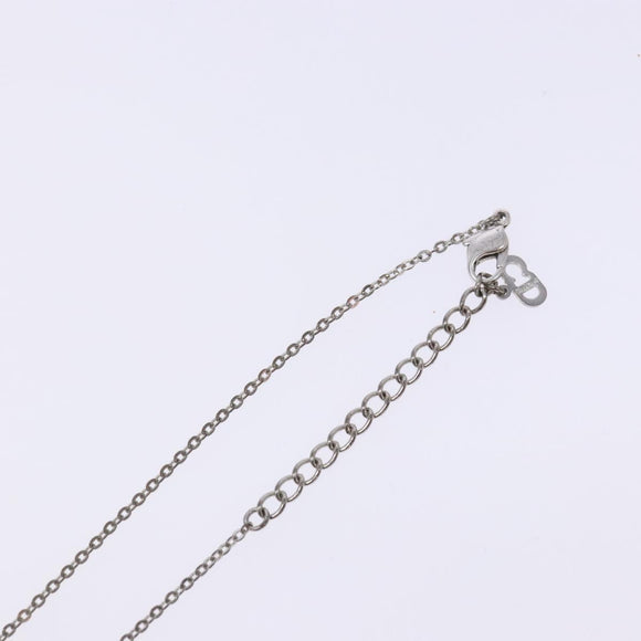 Christian Dior Heart Logo Necklace metal Silver Auth 140826