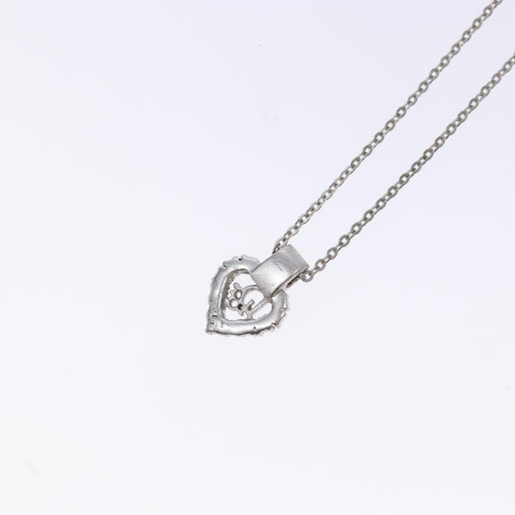 Christian Dior Heart Logo Necklace metal Silver Auth 140826